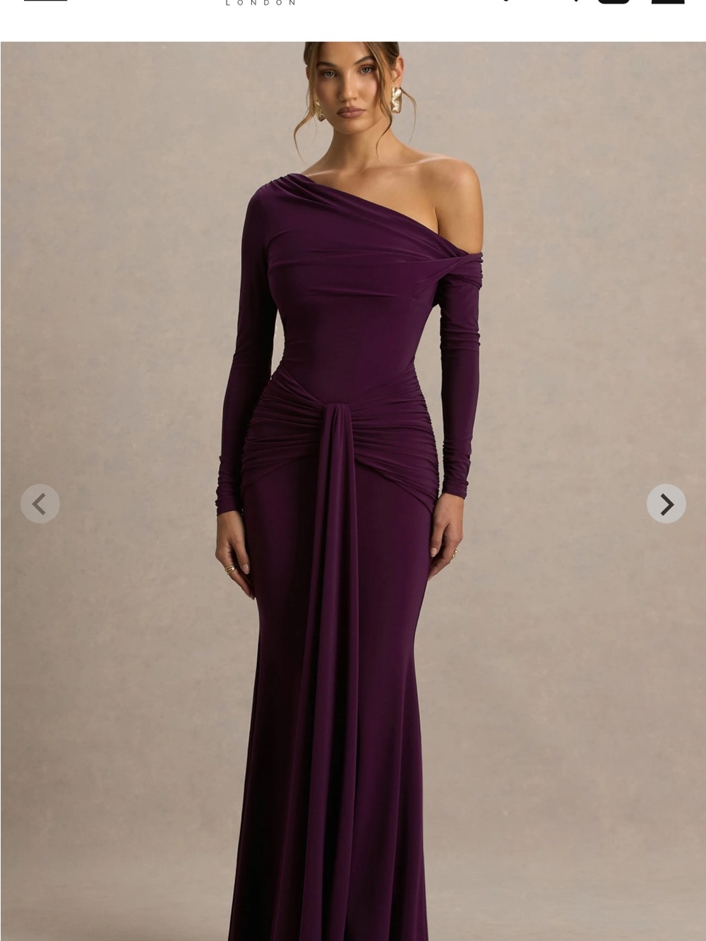One-Shoulder Evening Gown in Deep Plum